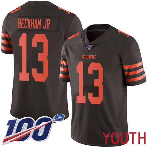 Cleveland Browns Odell Beckham Jr Youth Brown Limited Jersey 13 NFL Football 100th Season Rush Vapor Untouchable